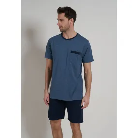 Bugatti heren shortama fijne streepjes